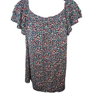 Lane Bryant Peasant Ruffled Short Sleeve Top